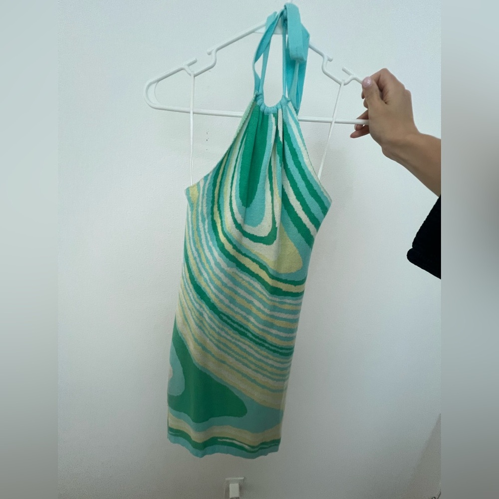 Sabo Skirt Green and Blue Mini Dress